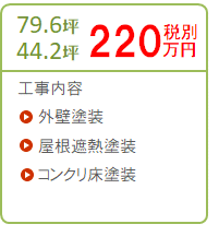 220万円　床延面積79.6坪　6世帯　1棟　外壁屋根塗装　&　床延面積44.2坪　4世帯　1棟　外壁・屋根塗装