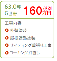 330万円　床延面積63.0坪　6世帯　2棟　外壁屋根塗装/サイディング重ね張り工事